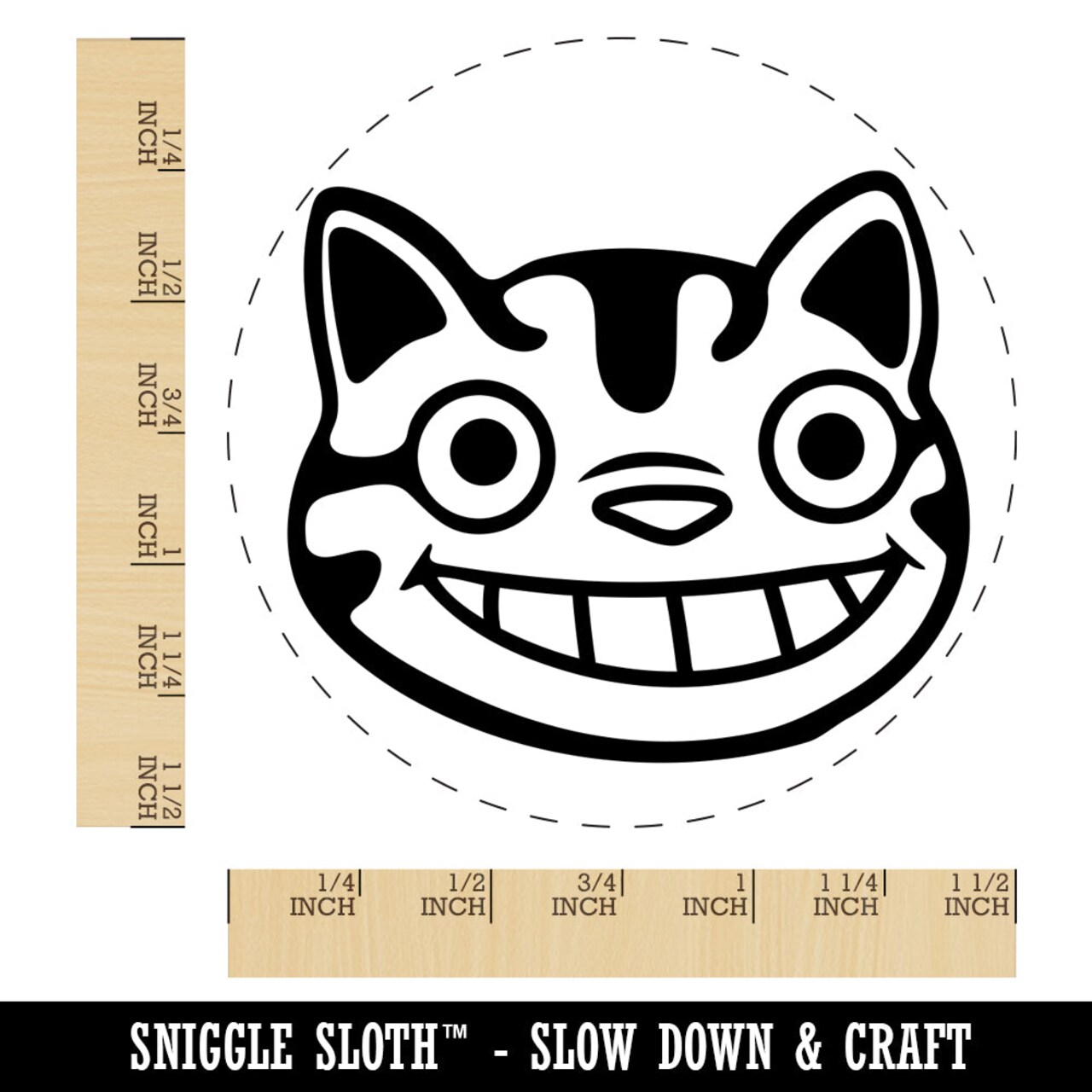Grinning Cheshire Cat Self-Inking Rubber Stamp for Stamping Crafting Planners